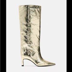 Zara Metallic Heeled Boots size 41